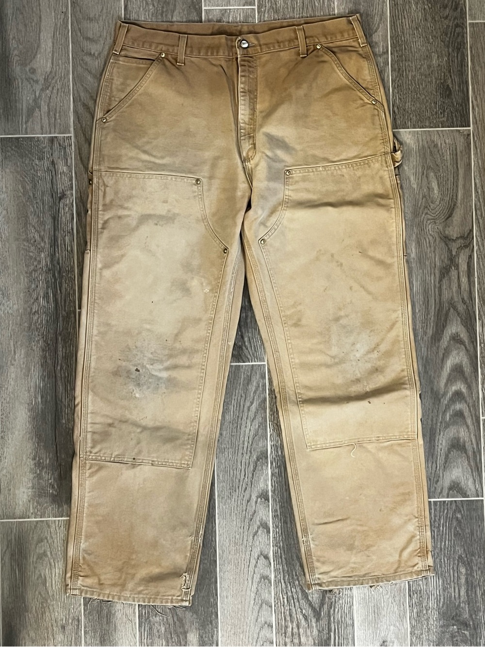 Vintage USA made Carhartt double knee carpenter work pants brown 36x32